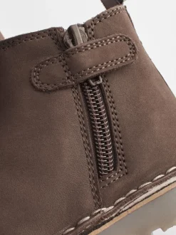 Boots|Next - Warm gevoerde leren Chelsea laarzen Chocoladebruin