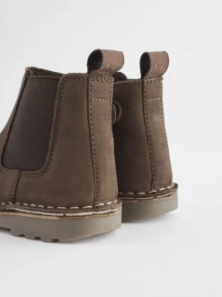 Boots|Next - Warm gevoerde leren Chelsea laarzen Chocoladebruin