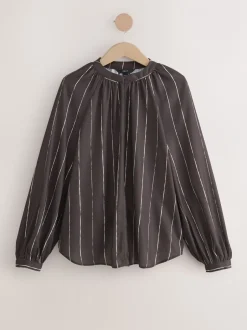 Blouses En Overhemden*Next Chocoladebruin gestreept - Blouse met V-hals en lange mouwen