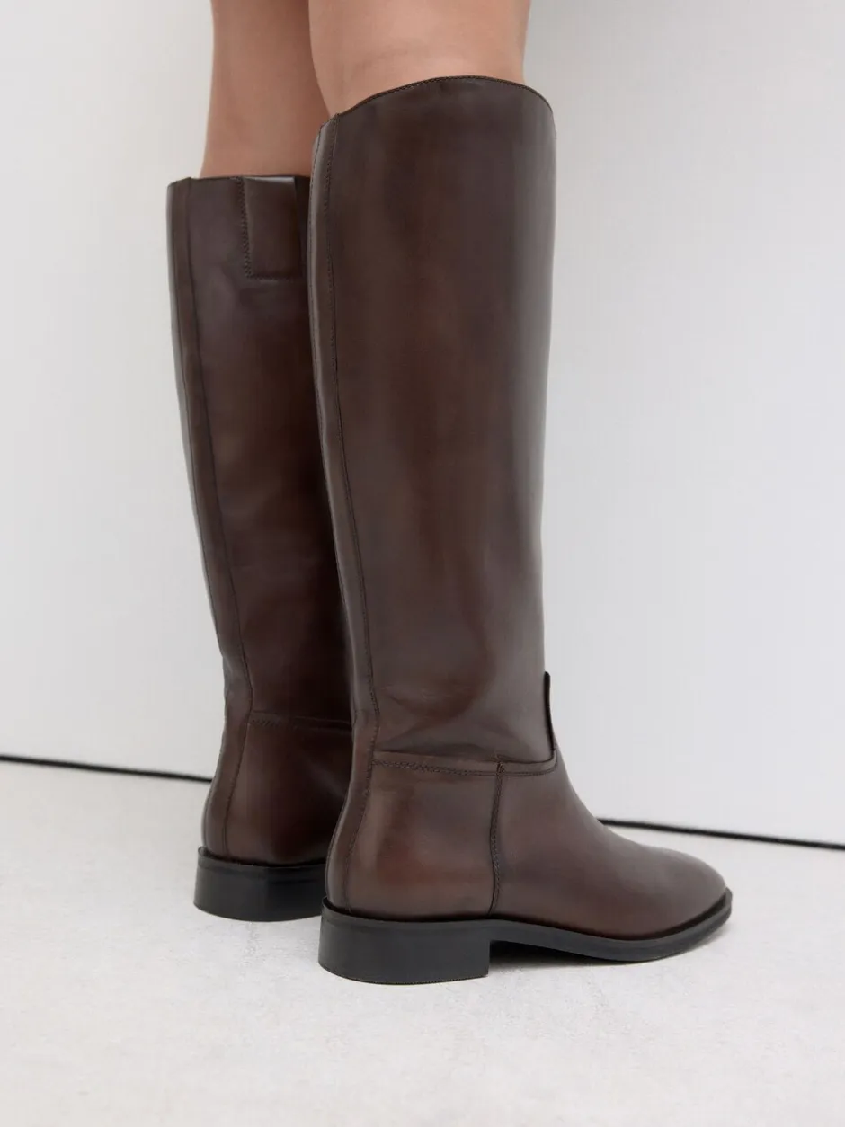 Boots|Ruimvallend En Extraruimvallend|Next - Forever Comfort® platte rijlaarzen Chocoladebruin leer