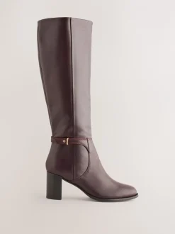 Boots*Next - Forever Comfort® kniehoge laarzen met hardware trim Chocoladebruin leer