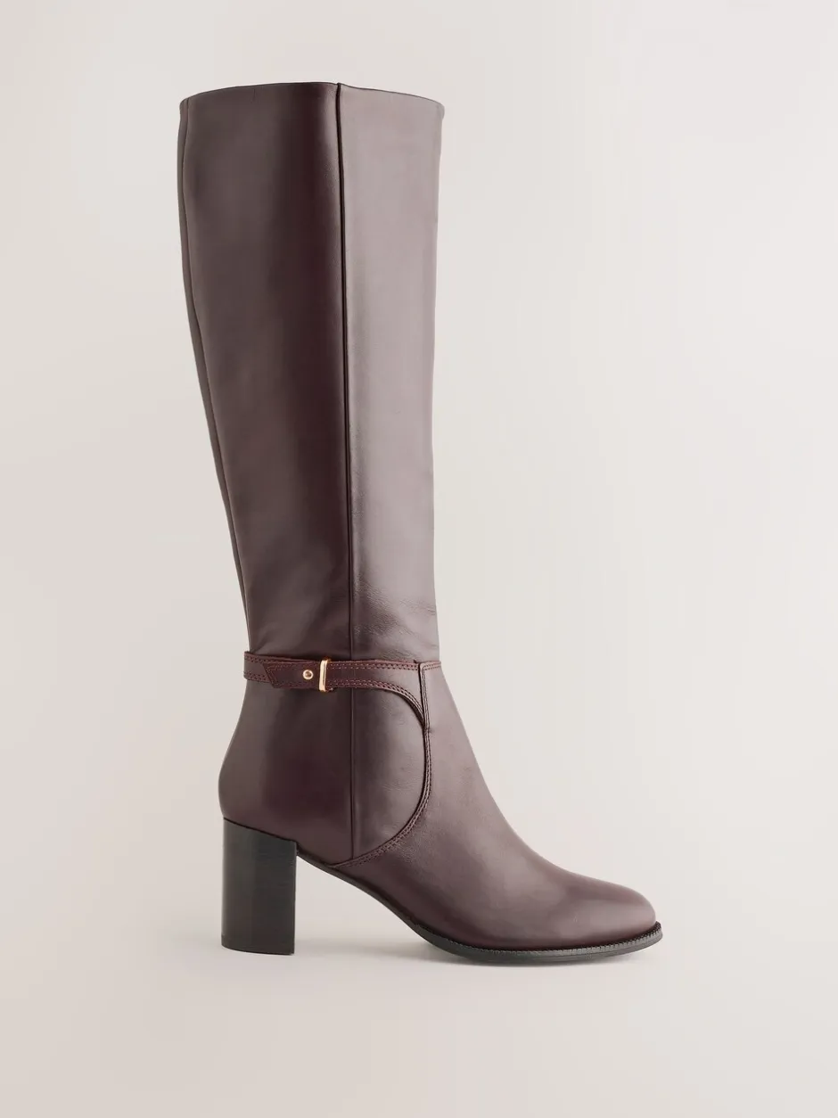 Boots*Next - Forever Comfort® kniehoge laarzen met hardware trim Chocoladebruin leer