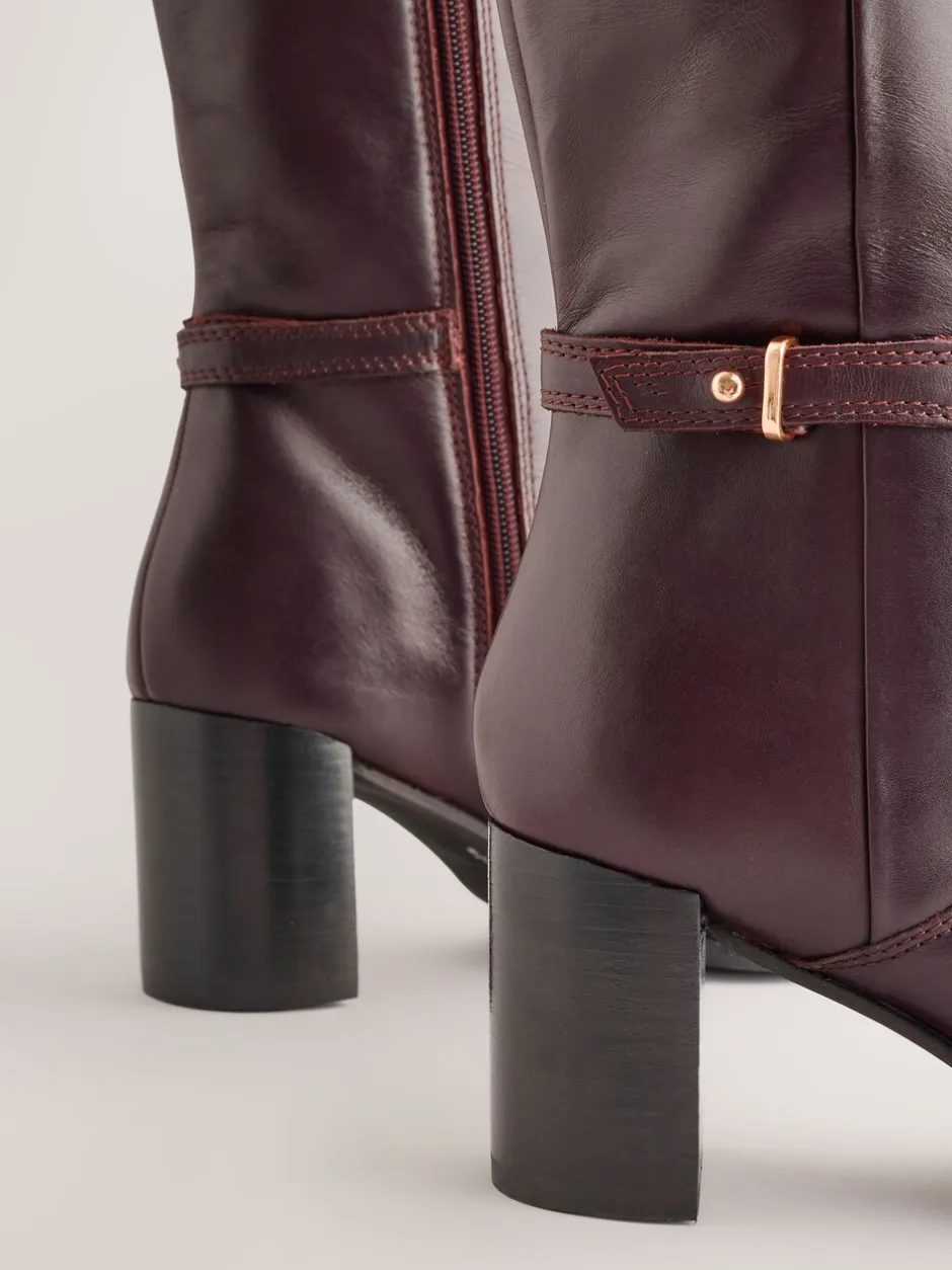 Boots*Next - Forever Comfort® kniehoge laarzen met hardware trim Chocoladebruin leer