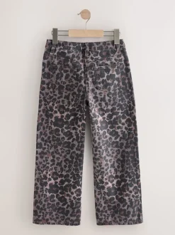 Jeans|Next - Jeans met wijde pijpen (3-16 jr) Chocoladebruin luipaardmotief
