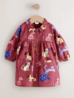 Truien En Breisels|Jurken*Next Chocoladebruin met karakteristieke print - Long Sleeve Cotton Dress (3mths-8yrs)