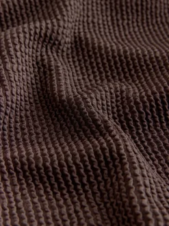 Badkleding|Next Chocoladebruin met kreukeltextuur - Buikcorrigerend DD+ badpak met beugel