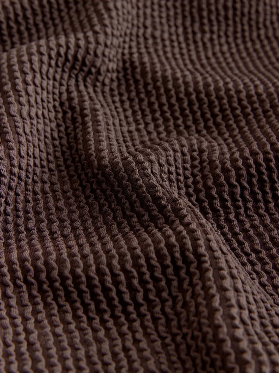 Badkleding|Next Chocoladebruin met kreukeltextuur - Buikcorrigerend DD+ badpak met beugel