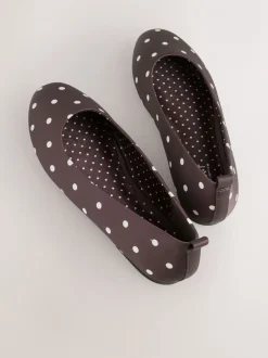 Lage Schoenen|Next Chocoladebruin met stippen - Forever Comfort® Round Toe Ballerinas