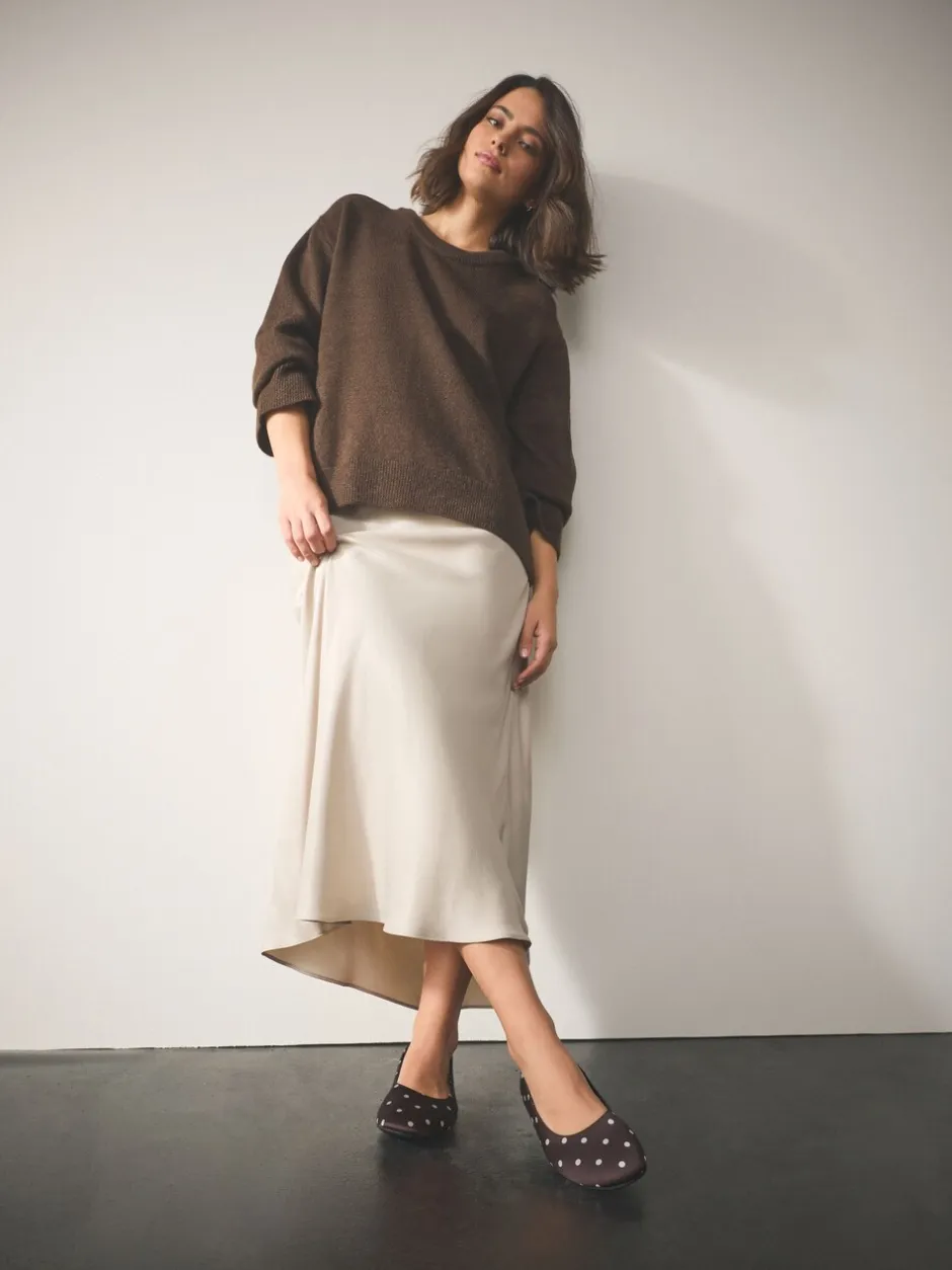 Lage Schoenen|Next Chocoladebruin met stippen - Forever Comfort® Round Toe Ballerinas