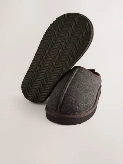 Pantoffels*Next Chocoladebruin met visgraatmotief - Gemakkelijke pantoffelmuiltjes