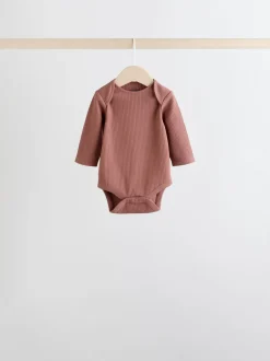Rompertjes En Hemdjes*Next Chocoladebruin Roze - Verpakking van 5 rompertjes met lange mouwen