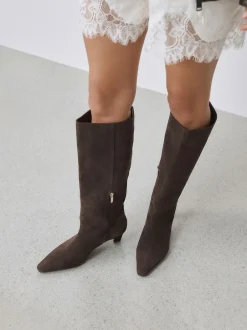 Boots*Next - Forever Comfort® Knee High Chisel Toe Heeled Boots Chocoladebruin suède
