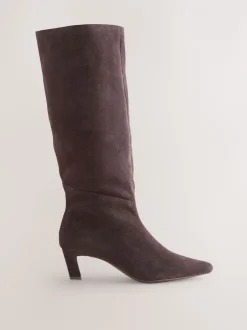 Boots*Next - Forever Comfort® Knee High Chisel Toe Heeled Boots Chocoladebruin suède
