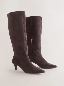 Boots*Next - Forever Comfort® Knee High Chisel Toe Heeled Boots Chocoladebruin suède