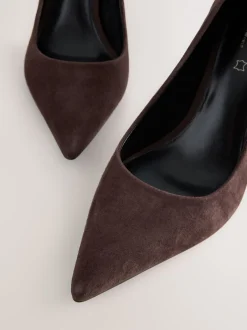 Schoenen Met Hakken|Gelegenheidskleding*Next Chocoladebruin suède - Leren mid-court pumps