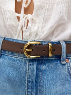 Ceintuurs*Next - N. Premium Made In Italië riem met gemiddelde breedte Chocoladebruin suède