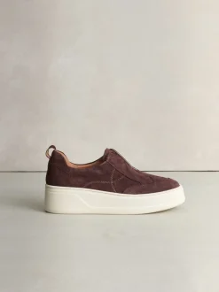 Sneakers|Next - Signature leren sneakers met dikke plateauzolen en sleehak Chocoladebruin suède