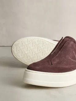 Sneakers|Next - Signature leren sneakers met dikke plateauzolen en sleehak Chocoladebruin suède