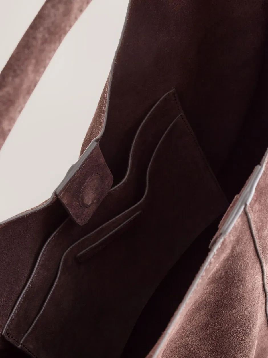 Tassen En Portemonnees|Next - Slappe schoudertas Chocoladebruin suède
