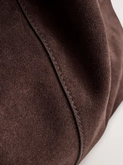 Tassen En Portemonnees|Next - Slappe schoudertas Chocoladebruin suède