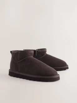 Boots|Next - Waterafstotende enkellaarzen van imitatiebont Chocoladebruin suède