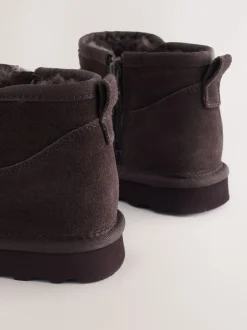 Boots|Next - Waterafstotende enkellaarzen van imitatiebont Chocoladebruin suède