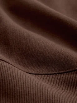 Gebreide Kleding|Jurken|Next - 2-In-1 Sweatshirt met Satijnen Midi Rok Chocoladebruine borduurwerk