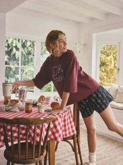 Pyjama's|Next Chocoladebruine slogan - Pyjama met short