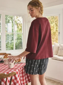 Pyjama's|Next Chocoladebruine slogan - Pyjama met short