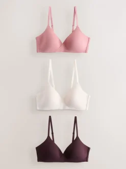 Beha's*Next - Katoenmix ultiem comfort beha's verpakking van 3 Chocoladebruin/Roze/Crème