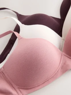 Beha's*Next - Katoenmix ultiem comfort beha's verpakking van 3 Chocoladebruin/Roze/Crème