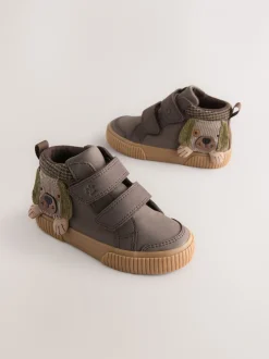 Boots|Next - Hoge schoenen met klittenbandsluiting Chocoladekleurig met hondenprint