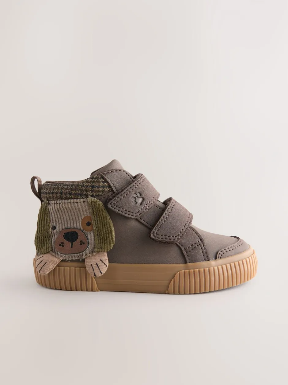 Boots|Next - Hoge schoenen met klittenbandsluiting Chocoladekleurig met hondenprint