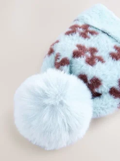 Mutsen, Handschoenen En Sjaals|Next - Beanie And Snoods Set (1-16yrs) (1-16yrs) Chocolate Blue Flower