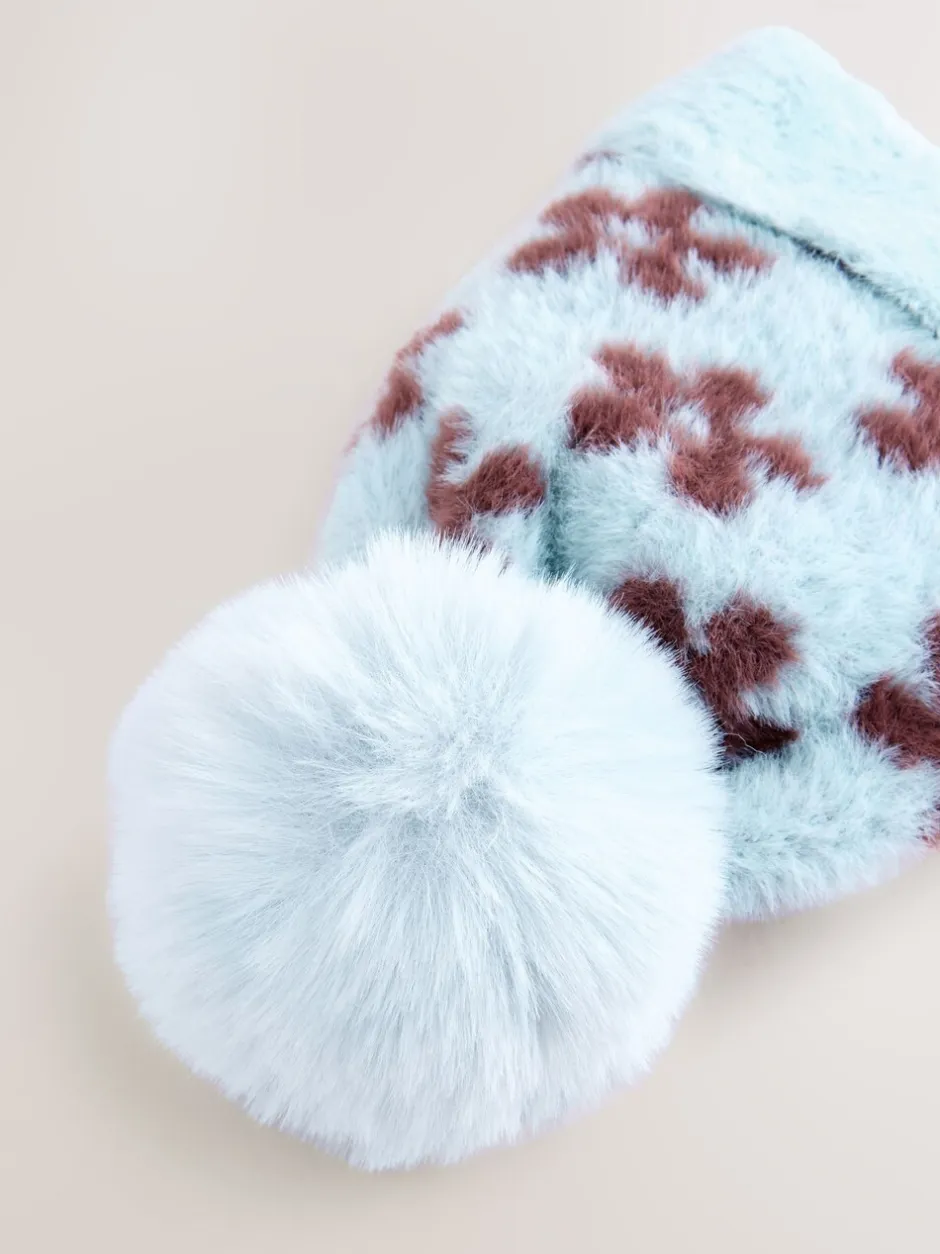 Mutsen, Handschoenen En Sjaals|Next - Beanie And Snoods Set (1-16yrs) (1-16yrs) Chocolate Blue Flower