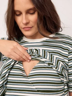 Moederschap*Next - Maternity Nursing T-Shirts 2 Pack Chocolate Brown and Green Stripe