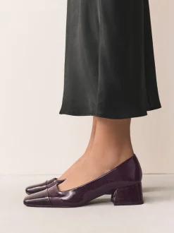 Schoenen Met Hakken*Next - Forever Comfort® Toe Cap Low Block Court Heels Chocolate Brown Patent