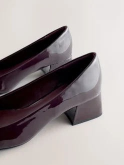 Schoenen Met Hakken*Next - Forever Comfort® Toe Cap Low Block Court Heels Chocolate Brown Patent