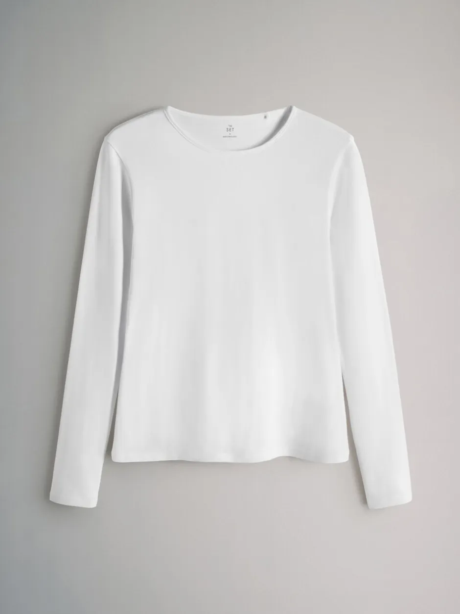 Tops En T-Shirts|The Set - - 7 T-shirts met lange mouwen en ronde hals Chocolate Brown/ Taupe Brown/ Light Brown/ Neutral