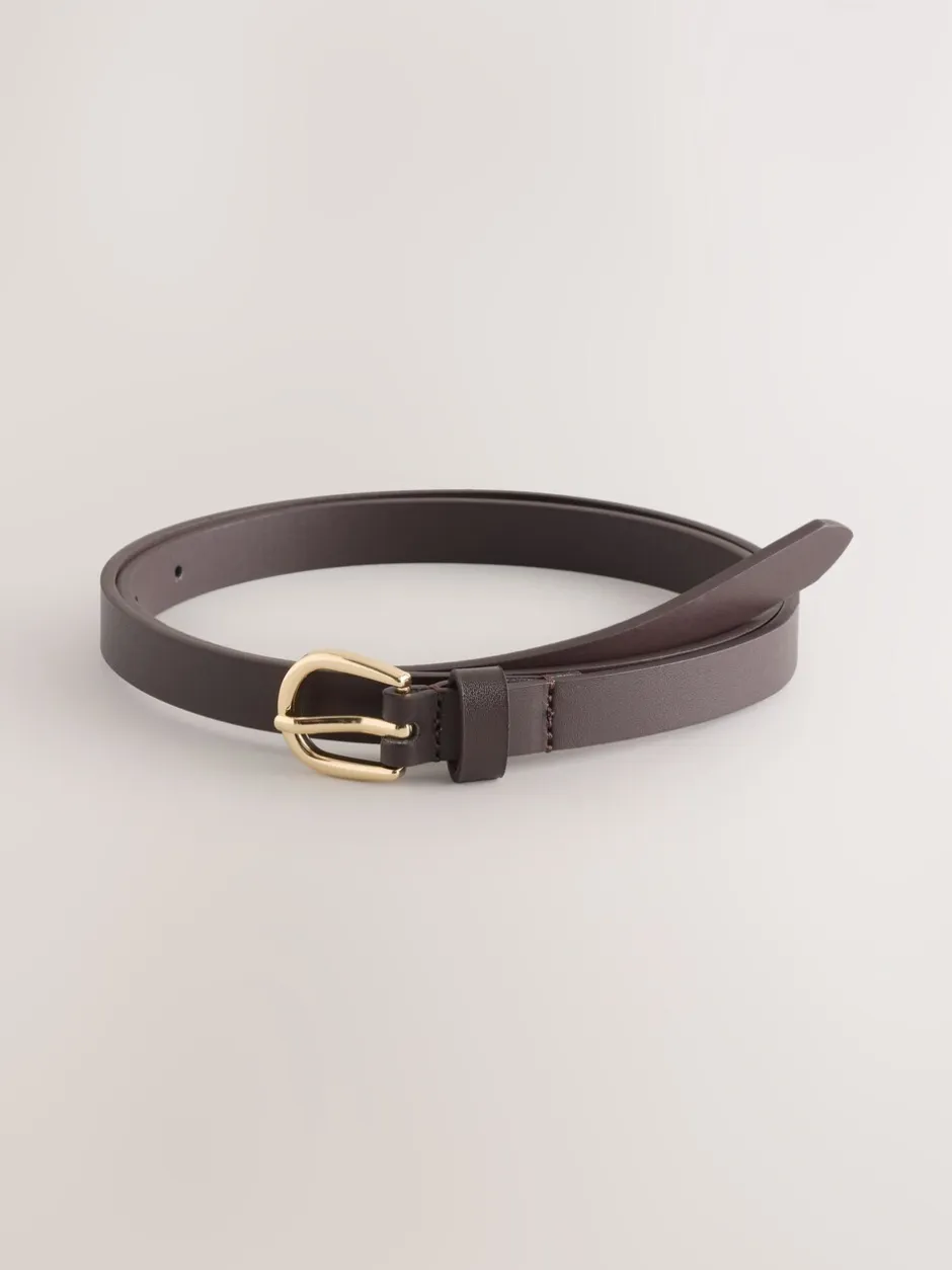 Ceintuurs*Next Chocolate Brown/Berry - PU Skinny Riemen 2 Pakket