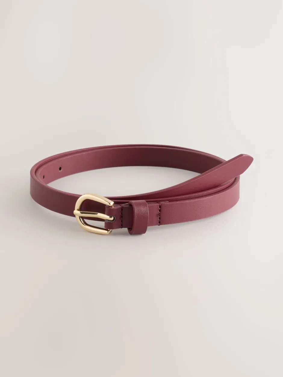 Ceintuurs*Next Chocolate Brown/Berry - PU Skinny Riemen 2 Pakket