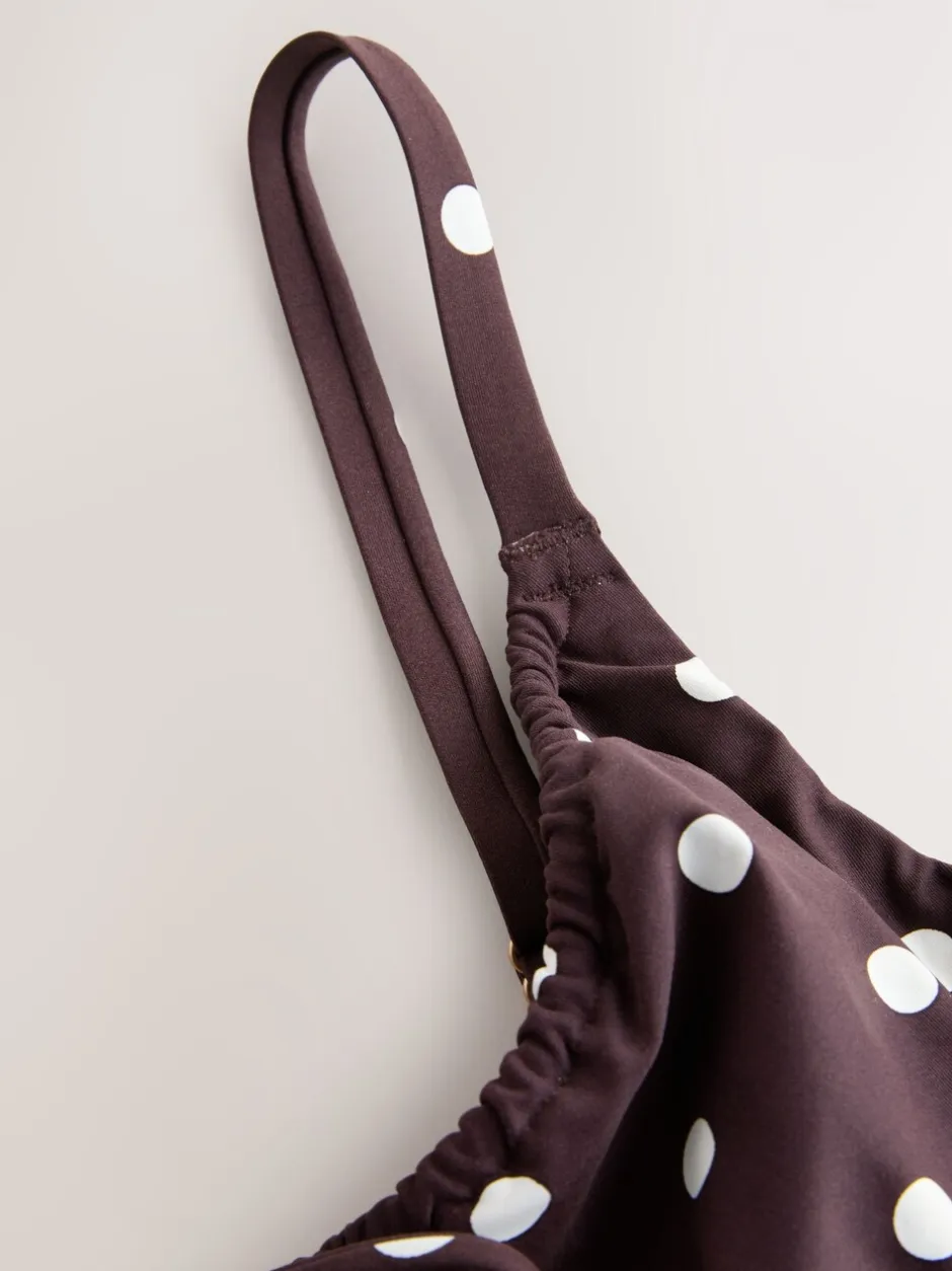 Badkleding|Next - DD+ bikinitop zonder vulling met beugel Chocolate Brown/Cream Spot