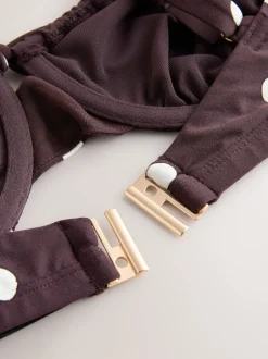 Badkleding|Next - DD+ bikinitop zonder vulling met beugel Chocolate Brown/Cream Spot