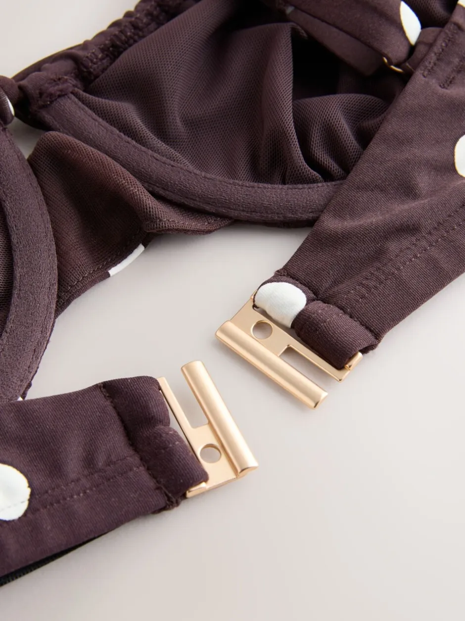 Badkleding|Next - DD+ bikinitop zonder vulling met beugel Chocolate Brown/Cream Spot