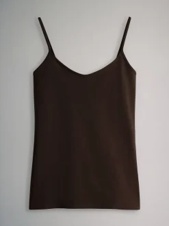 Tops En T-Shirts*The Set - 7 pakken dunne bandvest Tops Chocolate Brown/Cream/White/Blues