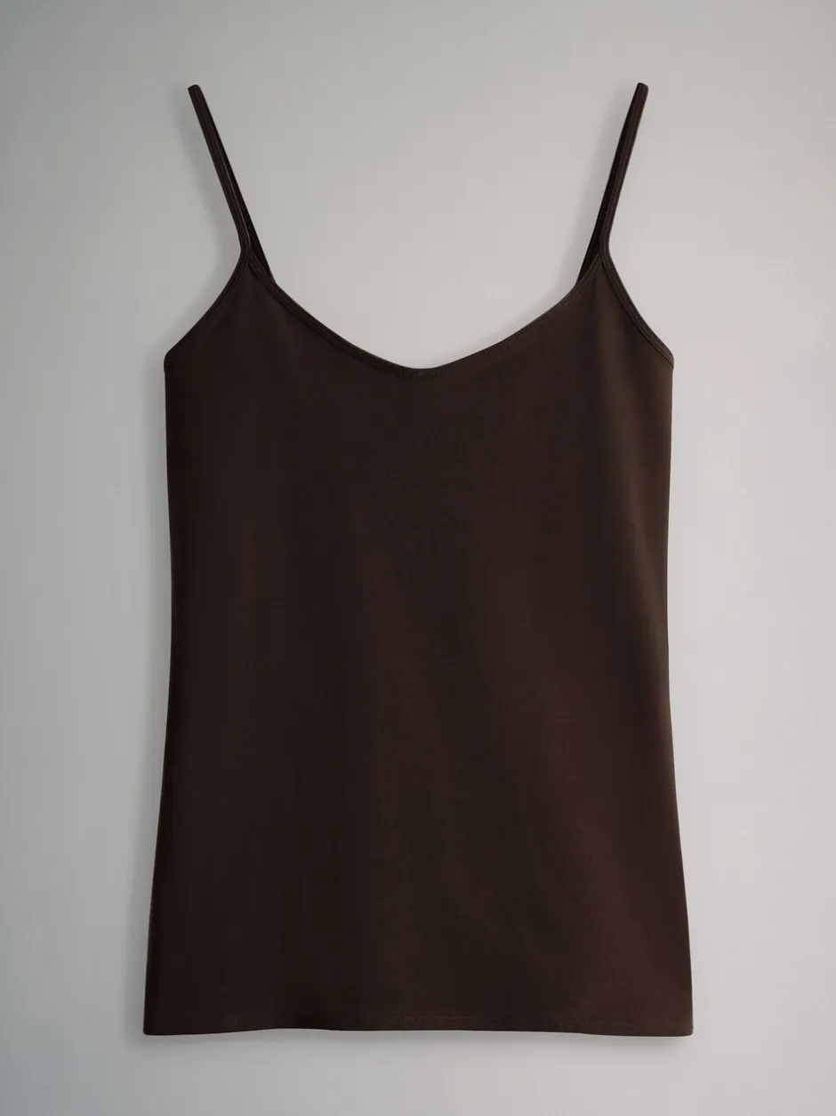 Tops En T-Shirts*The Set - 7 pakken dunne bandvest Tops Chocolate Brown/Cream/White/Blues