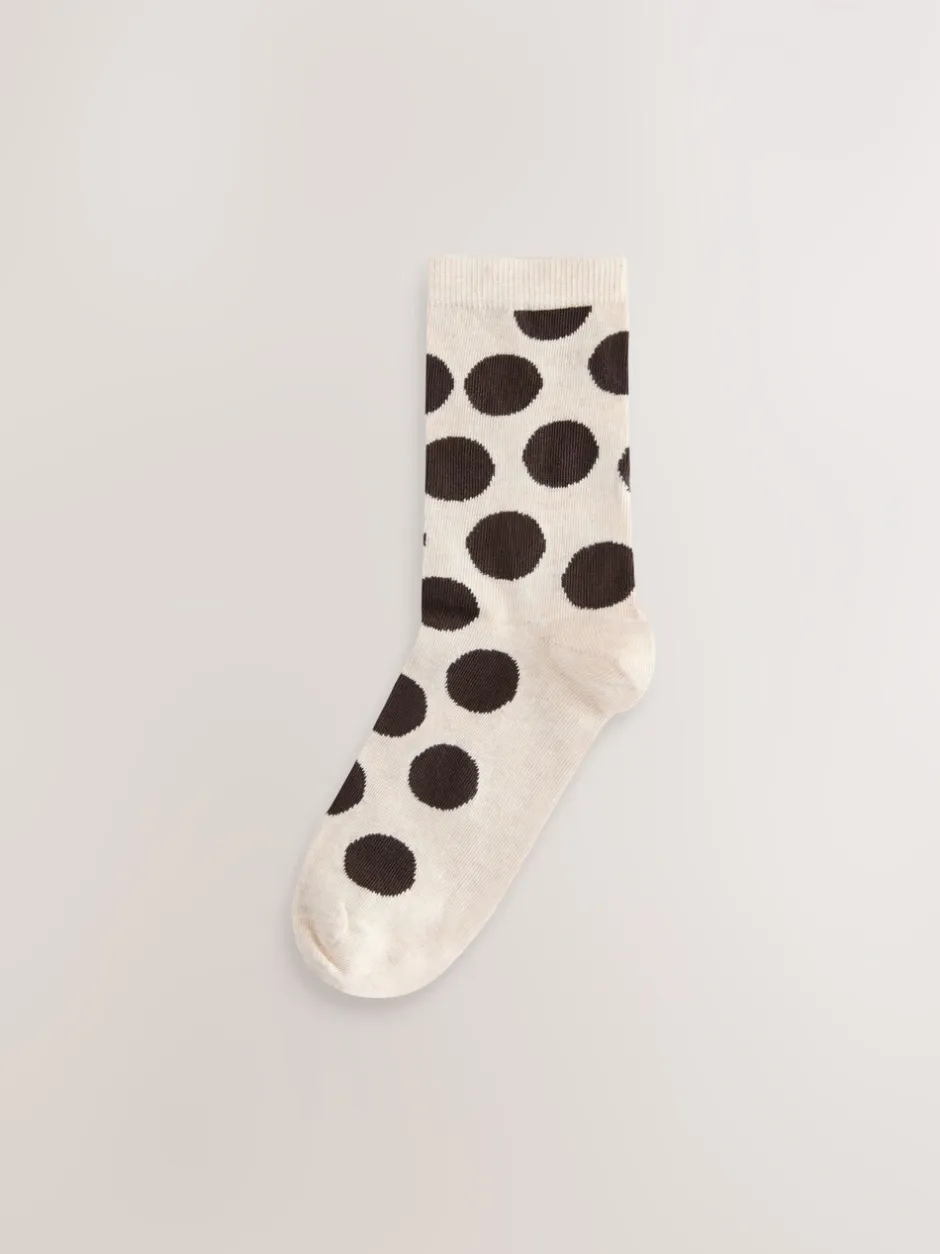 Sokken En Panty's*Next - Set van 5 paar enkelsokken Chocolate Brown/White Spot
