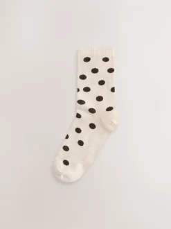 Sokken En Panty's*Next - Set van 5 paar enkelsokken Chocolate Brown/White Spot