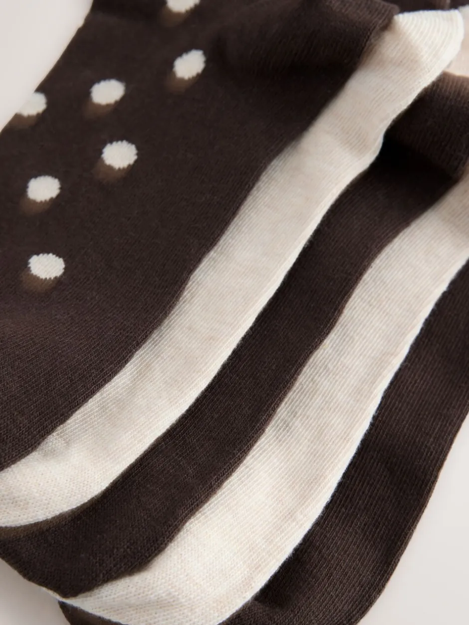 Sokken En Panty's*Next - Set van 5 paar enkelsokken Chocolate Brown/White Spot