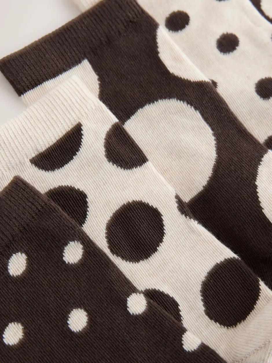 Sokken En Panty's*Next - Set van 5 paar enkelsokken Chocolate Brown/White Spot